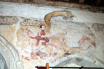 Painting of Saint Martin of Tours above the south door June 2012